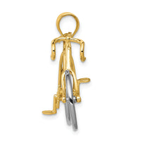 14k Large Two-tone 3-D Bicycle Pendant-C1813