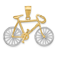 14k Large Two-tone 3-D Bicycle Pendant-C1813