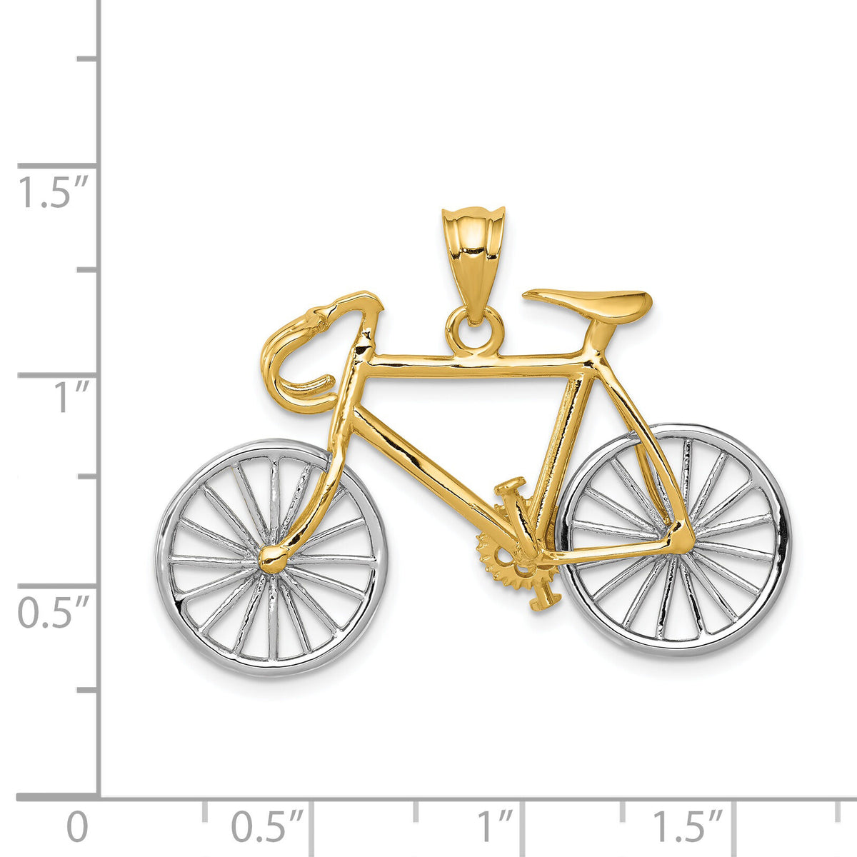 14k Large Two-tone 3-D Bicycle Pendant-C1813