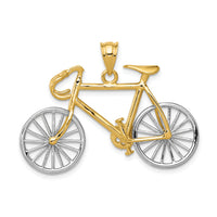 14k Large Two-tone 3-D Bicycle Pendant-C1813