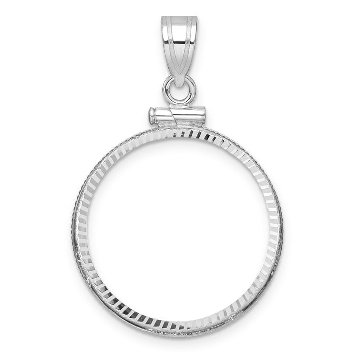 14kw Diamond-cut 22.0mm x 1.9mm Screw Top Coin Bezel Pendant-C1885WD/22.0
