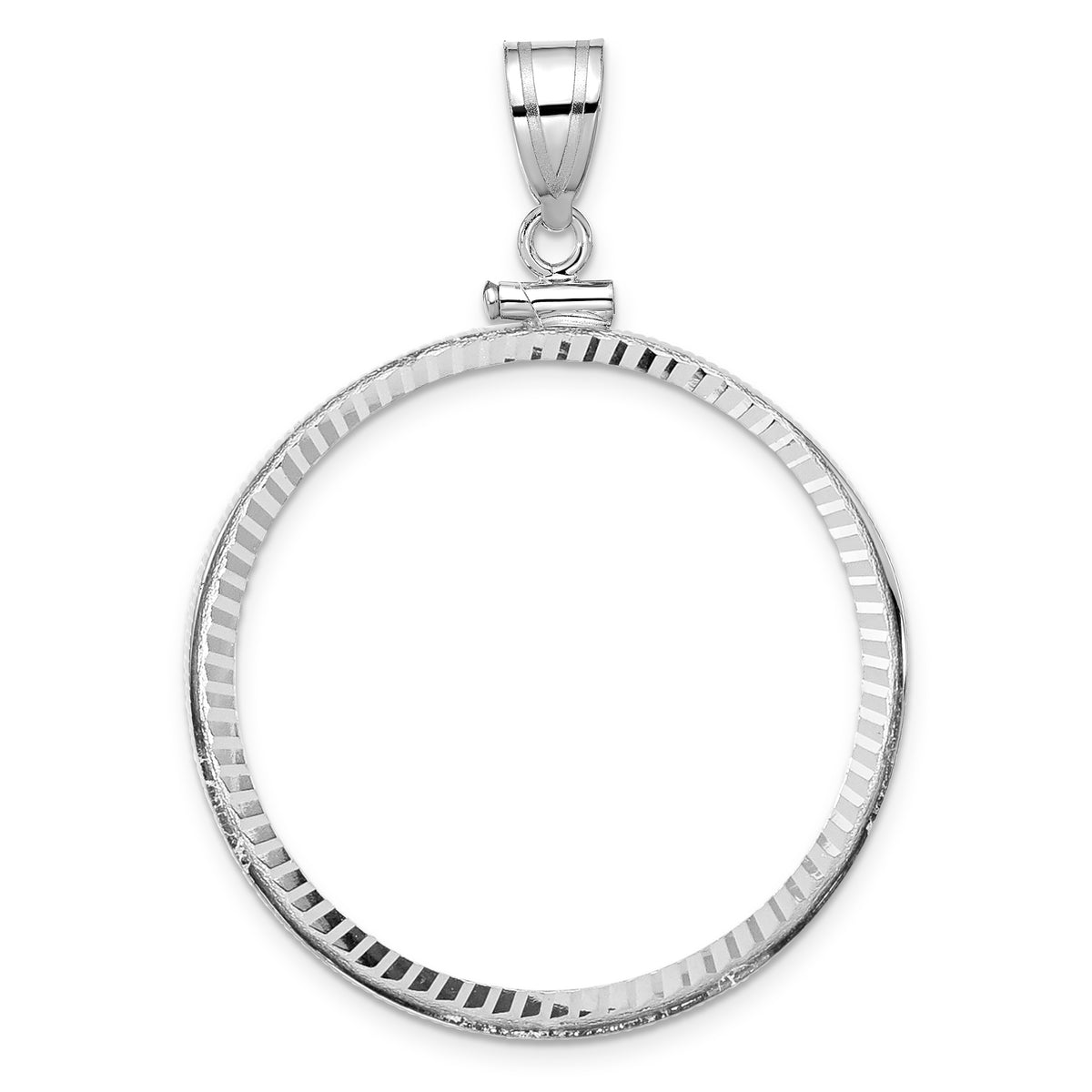 14kw Diamond-cut 32.7mm x 3.00mm Screw Top Coin Bezel Pendant-C1885WD/32.7
