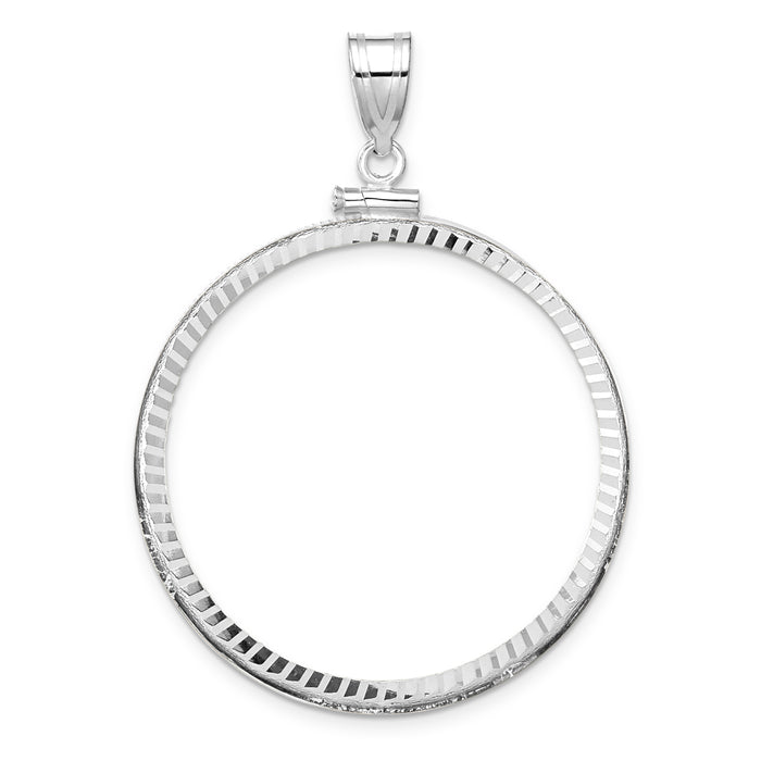 14kw Diamond-cut 34.2mm x 2.85mm Screw Top Coin Bezel Pendant-C1885WD/34.2