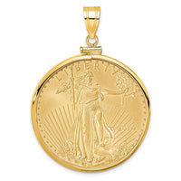 Wideband Distinguished Coin Jewelry 14k Polished Mounted 1oz American Eagle Screw Top Coin Bezel Pendant-C1885/32.7C