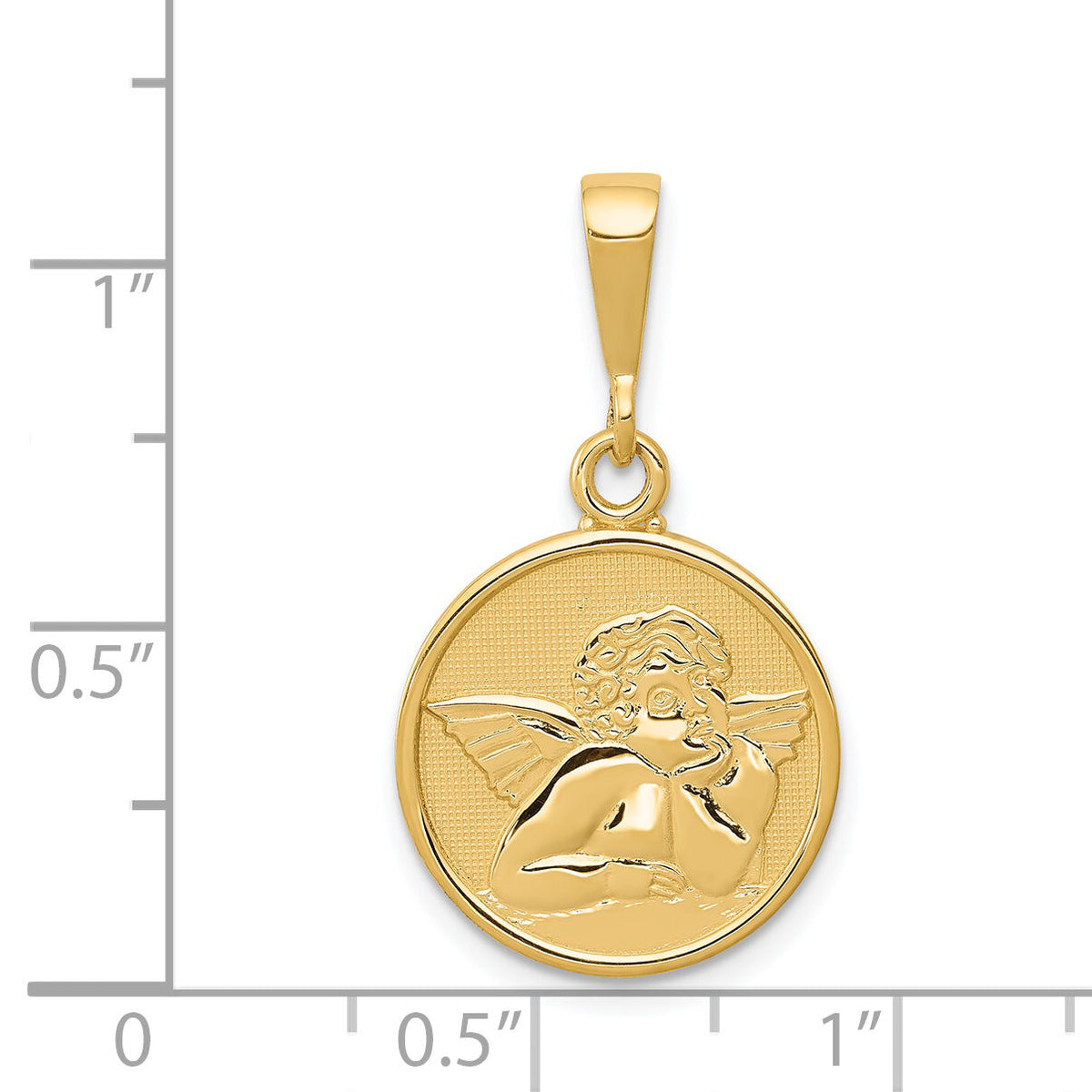 14K Polished and Satin Raphael Angel Pendant-C1895