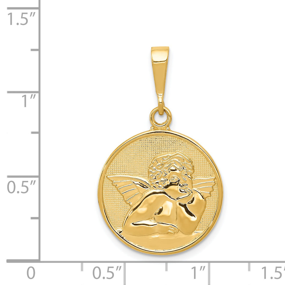 14K Polished and Satin Angel Pendant-C1896