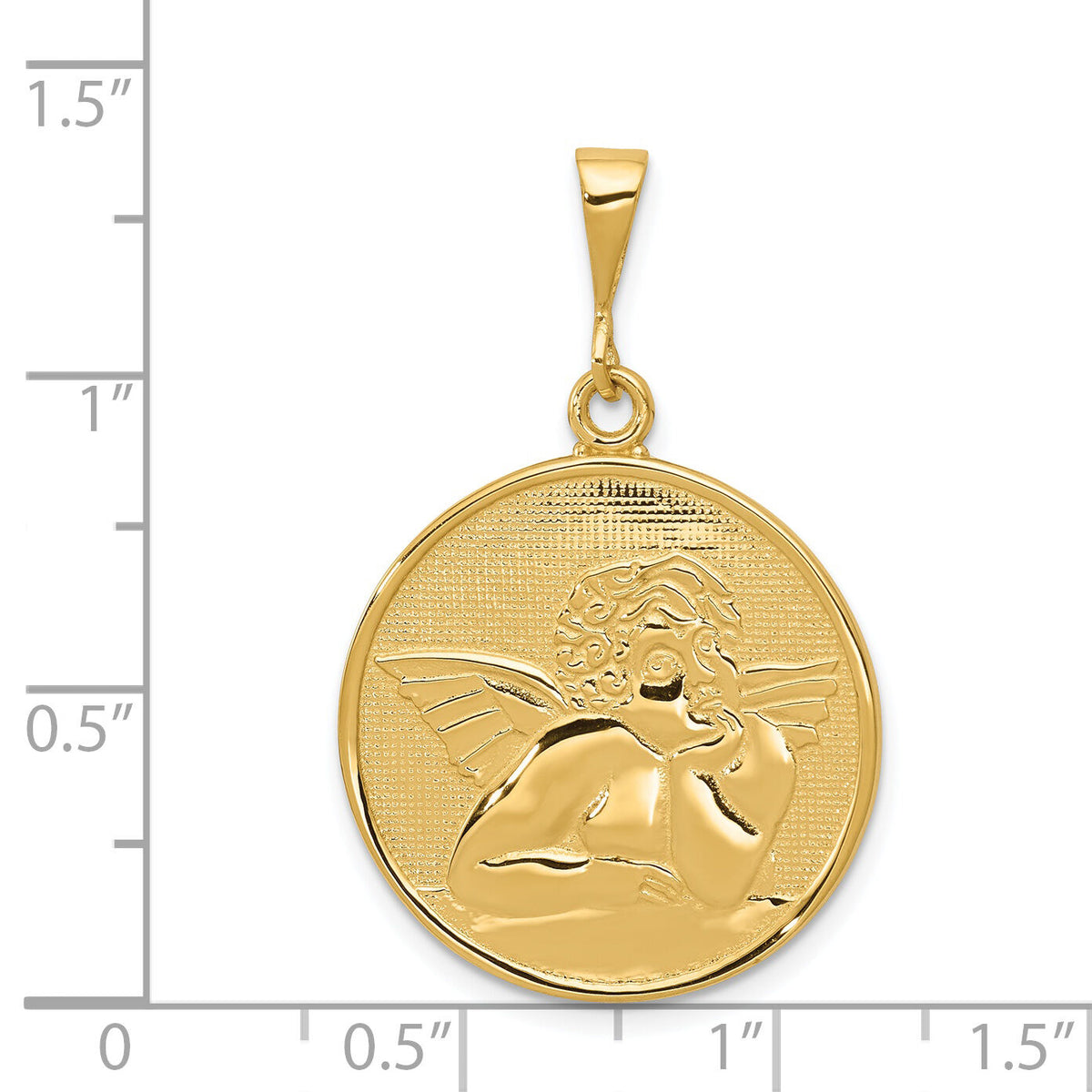 14K Polished and Satin Angel Pendant-C1897