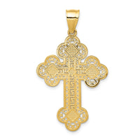 14k Budded Greek Key Cross Pendant-C1924