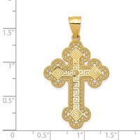 14k Budded Greek Key Cross Pendant-C1924