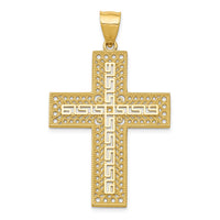 14k Greek Key Filigree Cross Pendant-C1926