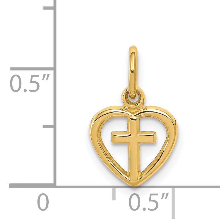 14k Cross in Heart Charm-C1947