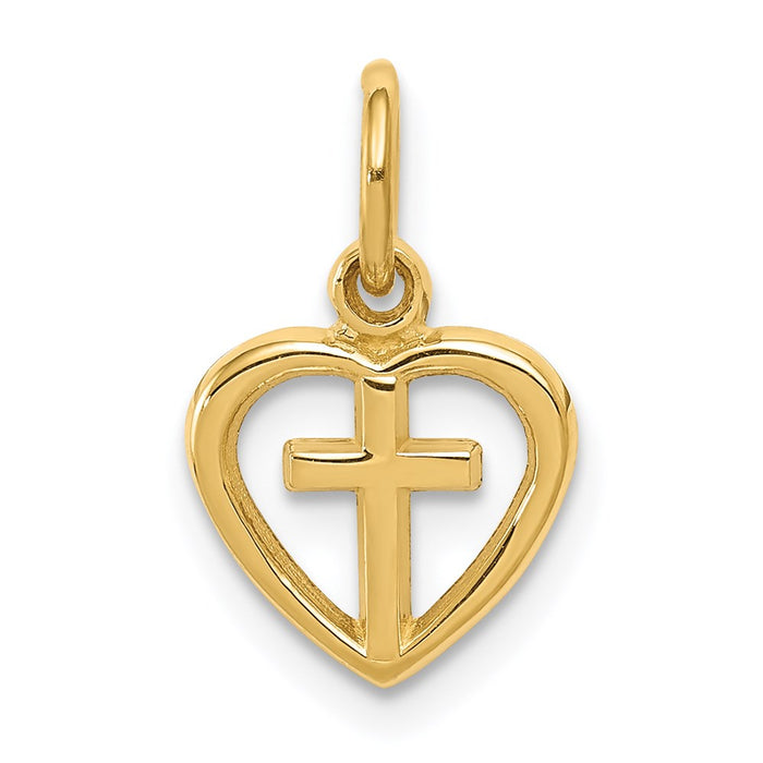 14k Cross in Heart Charm-C1947