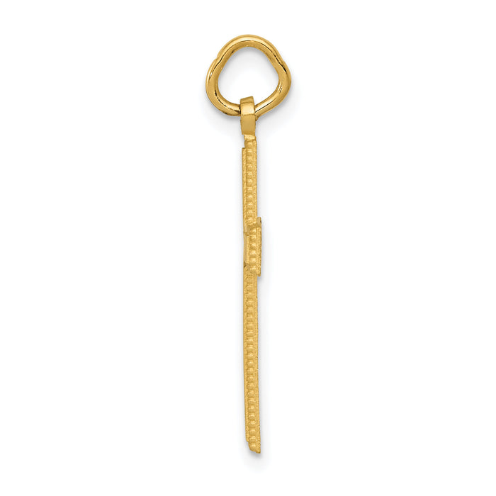 14k Diamond-cut Cross Pendant-C1959