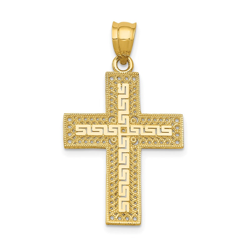 14k Greek Filigree Cross Pendant-C1962