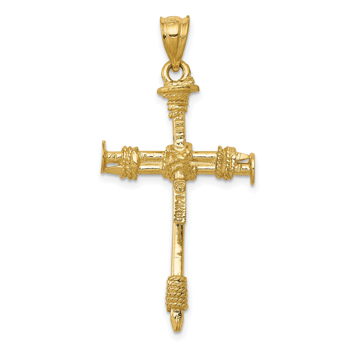 14k Polished Nail Cross Pendant-C1964