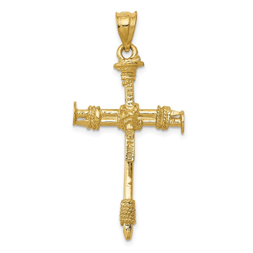 14k Polished Nail Cross Pendant-C1964