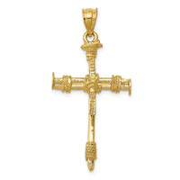 14k Polished Nail Cross Pendant-C1964