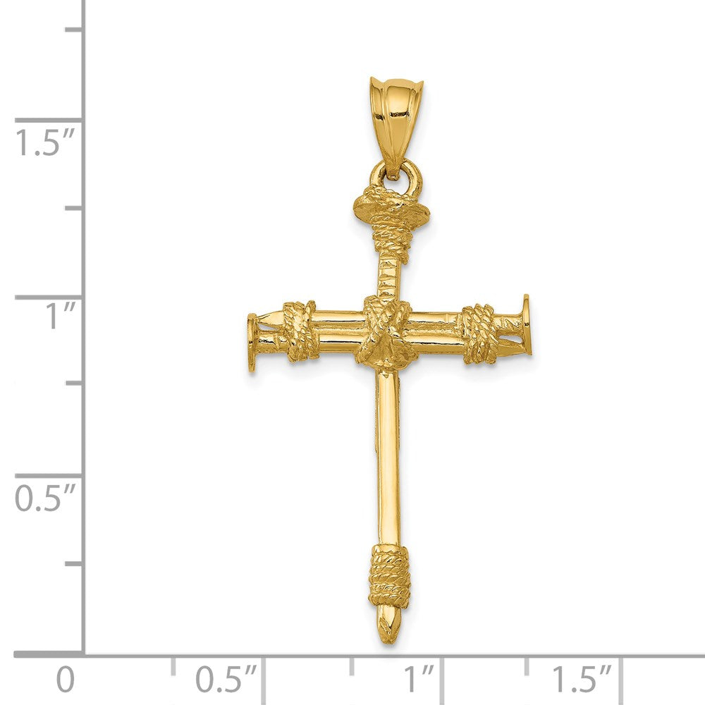 14k Polished Nail Cross Pendant-C1964