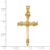 14k Polished Nail Cross Pendant-C1964