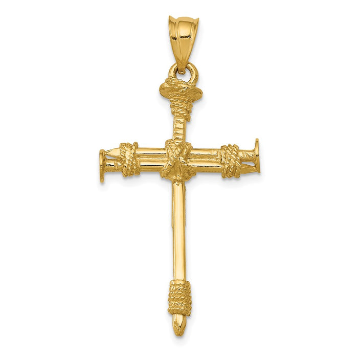 14k Polished Nail Cross Pendant-C1964