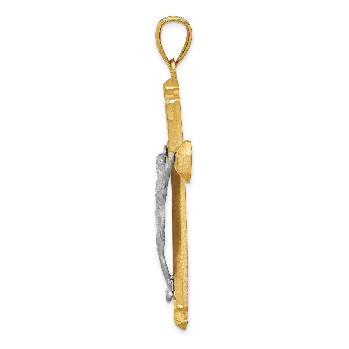 14k Satin Two-tone Crucifix Pendant-C1986