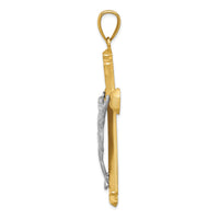 14k Satin Two-tone Crucifix Pendant-C1986