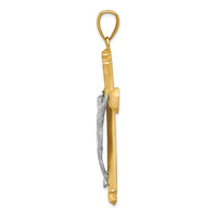 14k Satin Two-tone Crucifix Pendant-C1986