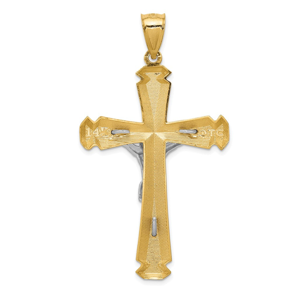 14k Satin Two-tone Crucifix Pendant-C1986