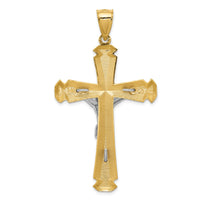 14k Satin Two-tone Crucifix Pendant-C1986