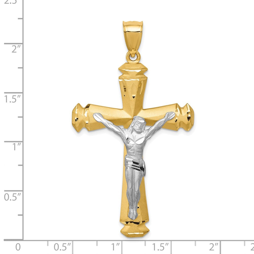 14k Satin Two-tone Crucifix Pendant-C1986