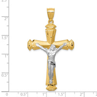 14k Satin Two-tone Crucifix Pendant-C1986