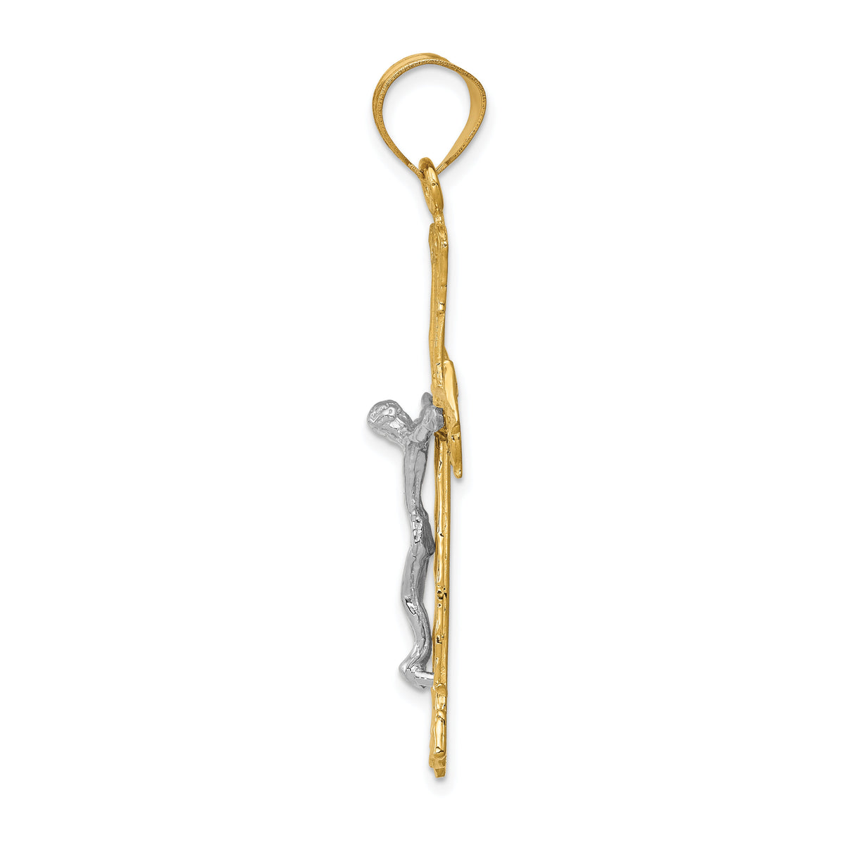14k Two-tone Diamond-cut Crucifix Pendant-C2000