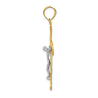 14k Two-tone Diamond-cut Crucifix Pendant-C2000