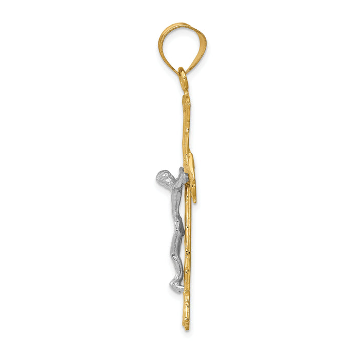 14k Two-tone Diamond-cut Crucifix Pendant-C2000