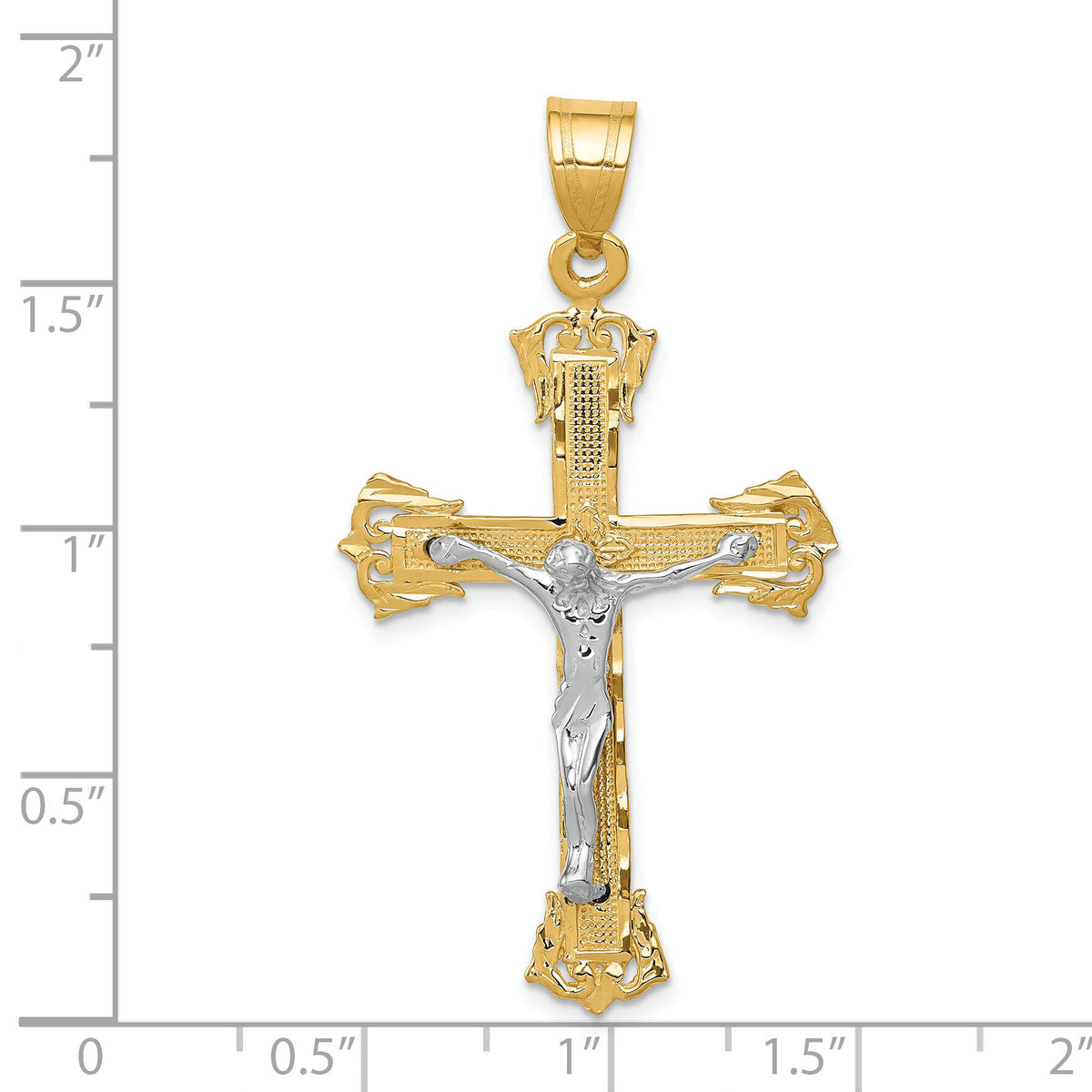 14k Two-tone Diamond-cut Crucifix Pendant-C2000