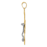 14k Two-tone Diamond-cut Crucifix Pendant-C2004
