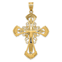 14k Two-tone Diamond-cut Crucifix Pendant-C2004