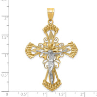 14k Two-tone Diamond-cut Crucifix Pendant-C2004