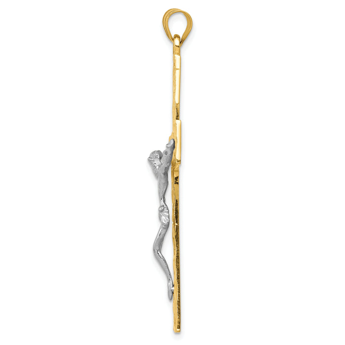 14k Two-tone Diamond-cut Crucifix Pendant-C2015