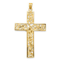 14k Two-tone Diamond-cut Crucifix Pendant-C2015