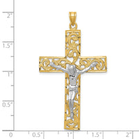 14k Two-tone Diamond-cut Crucifix Pendant-C2015