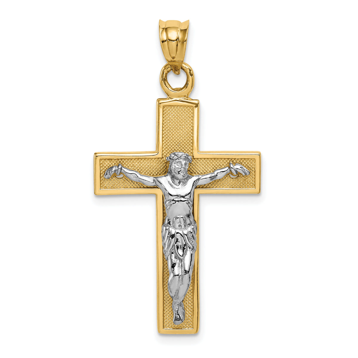 14k Two-tone Crucifix Pendant-C2025