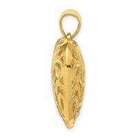 14K Polished Diamond-cut Filigree 3-D Heart Pendant-C205