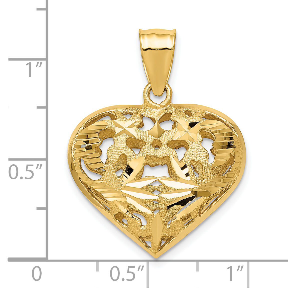 14k Fancy 3D Heart Charm-C206