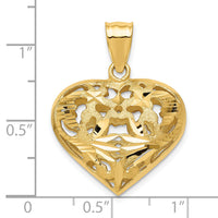 14k Fancy 3D Heart Charm-C206