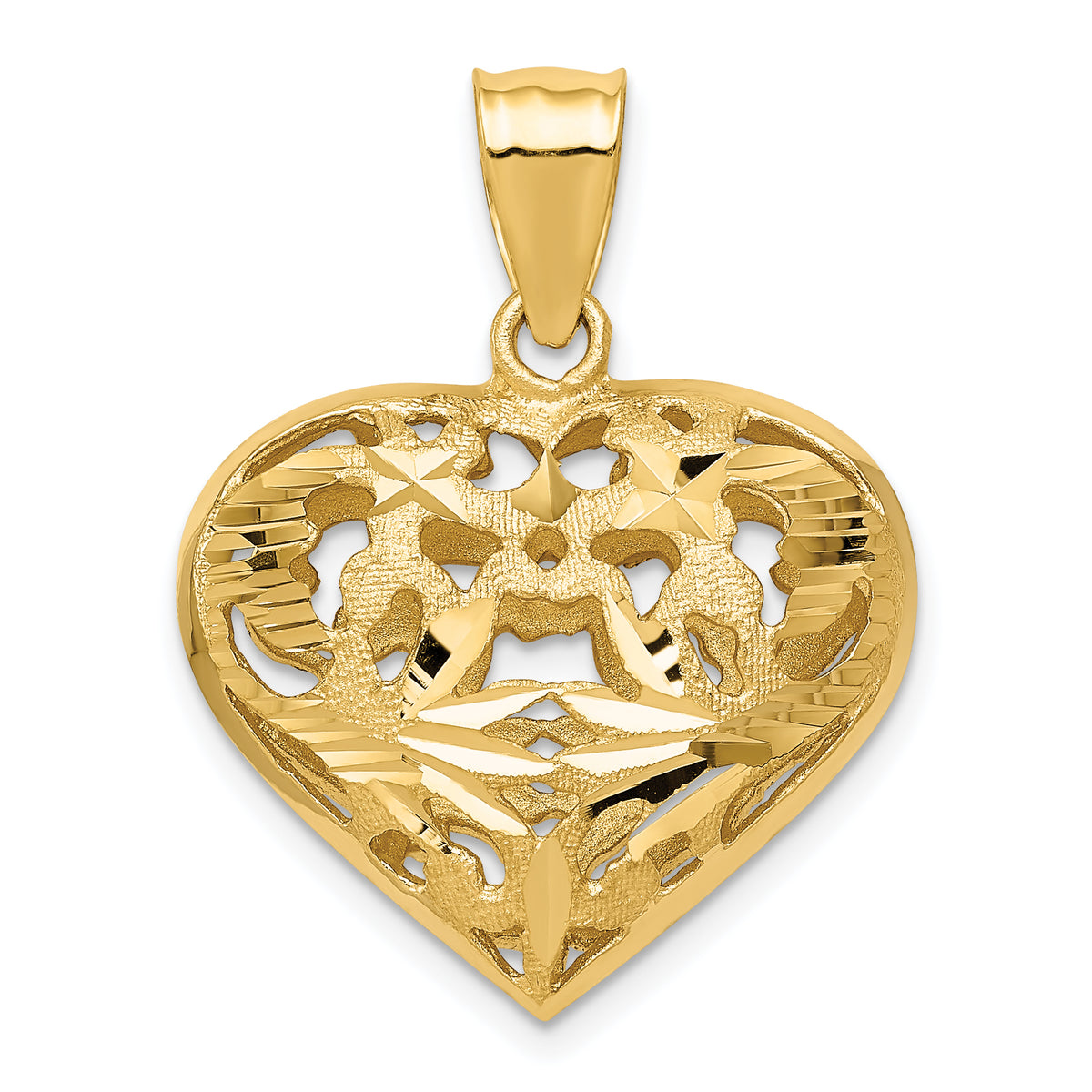 14k Fancy 3D Heart Charm-C206