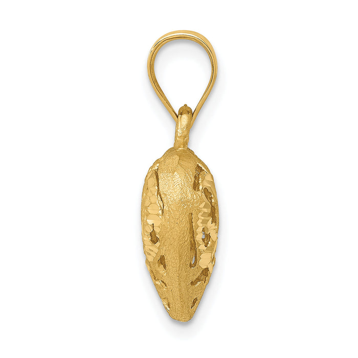 14K Polished 3-D Filigree Puffed Heart Pendant-C207