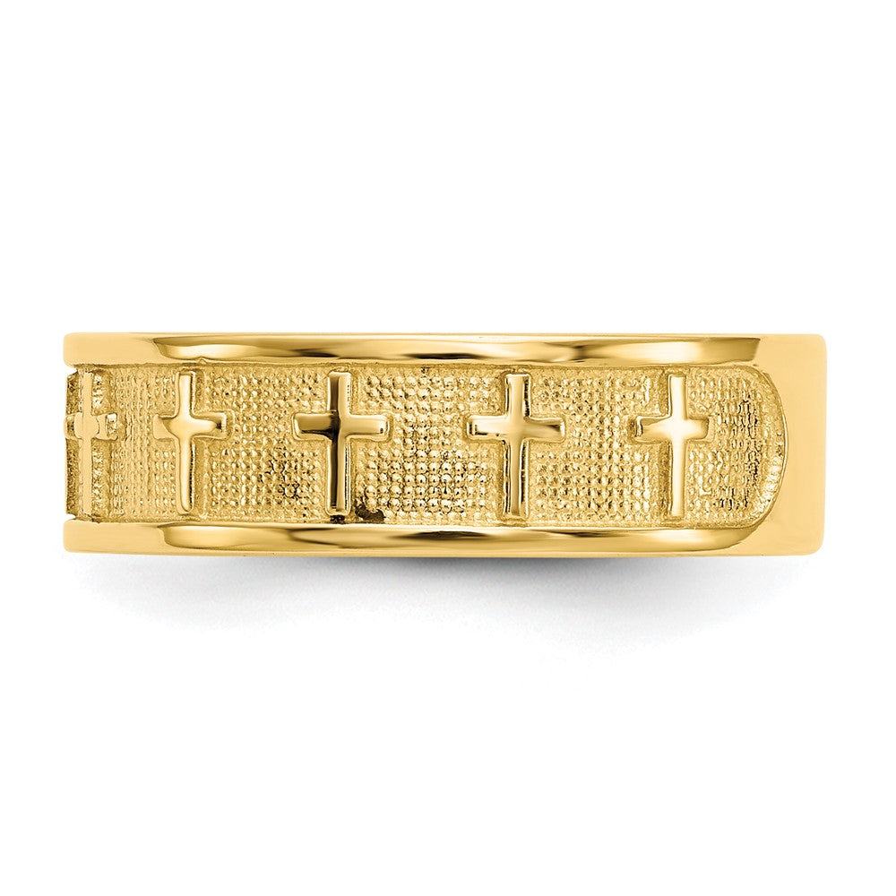 14k Polished & Satin Cross Band-C2103