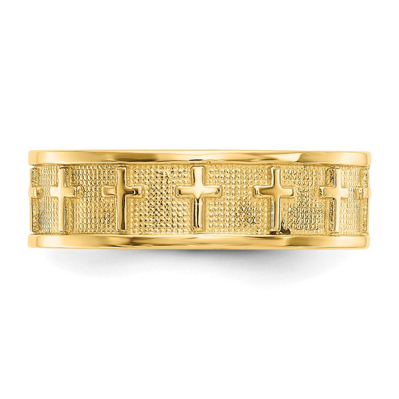 14k Polished & Satin Cross Band-C2103