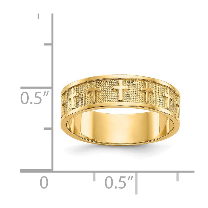 14k Polished & Satin Cross Band-C2103